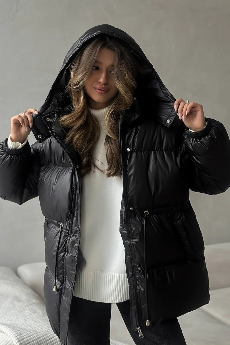 Adjustable Drawstring Hooded Puffer Jacket - Image 7