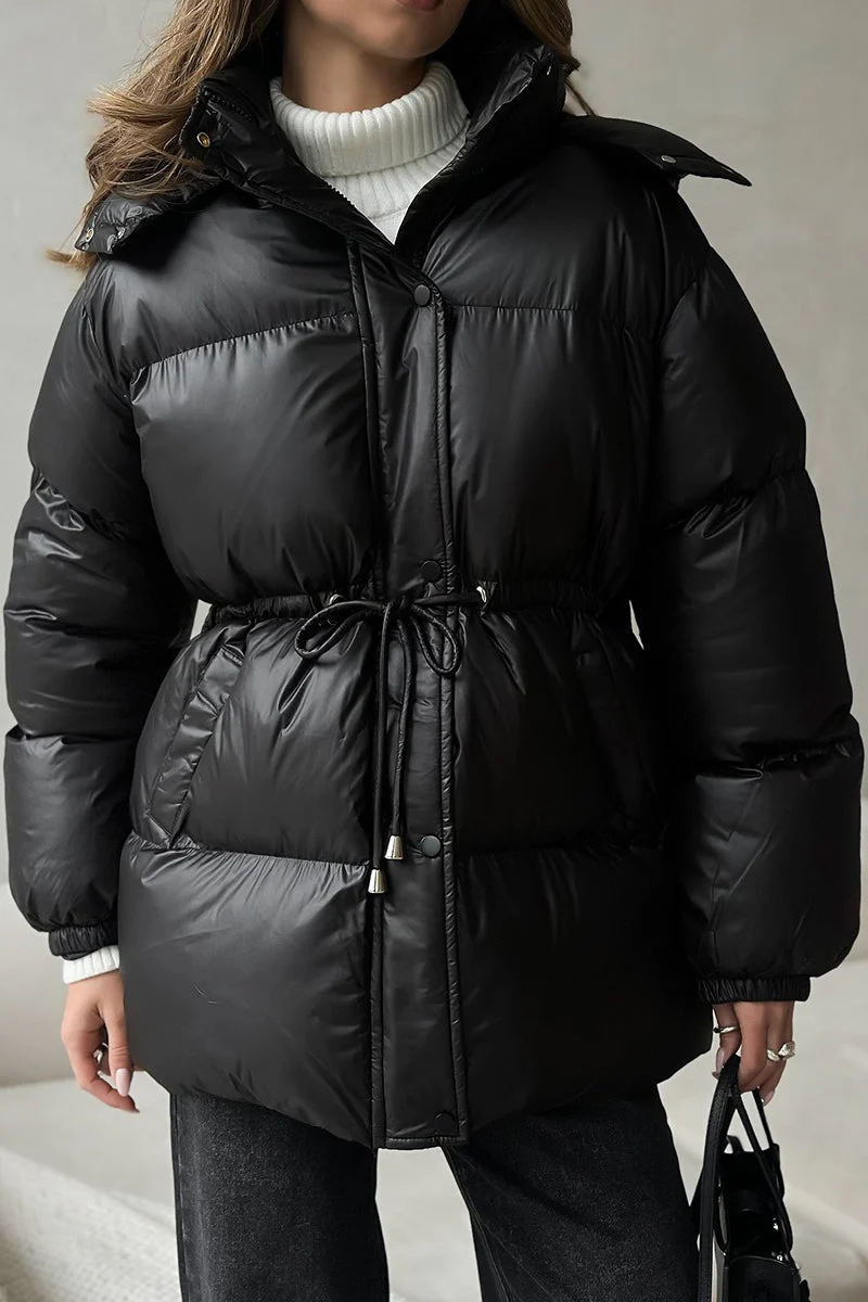 Adjustable Drawstring Hooded Puffer Jacket - Image 8