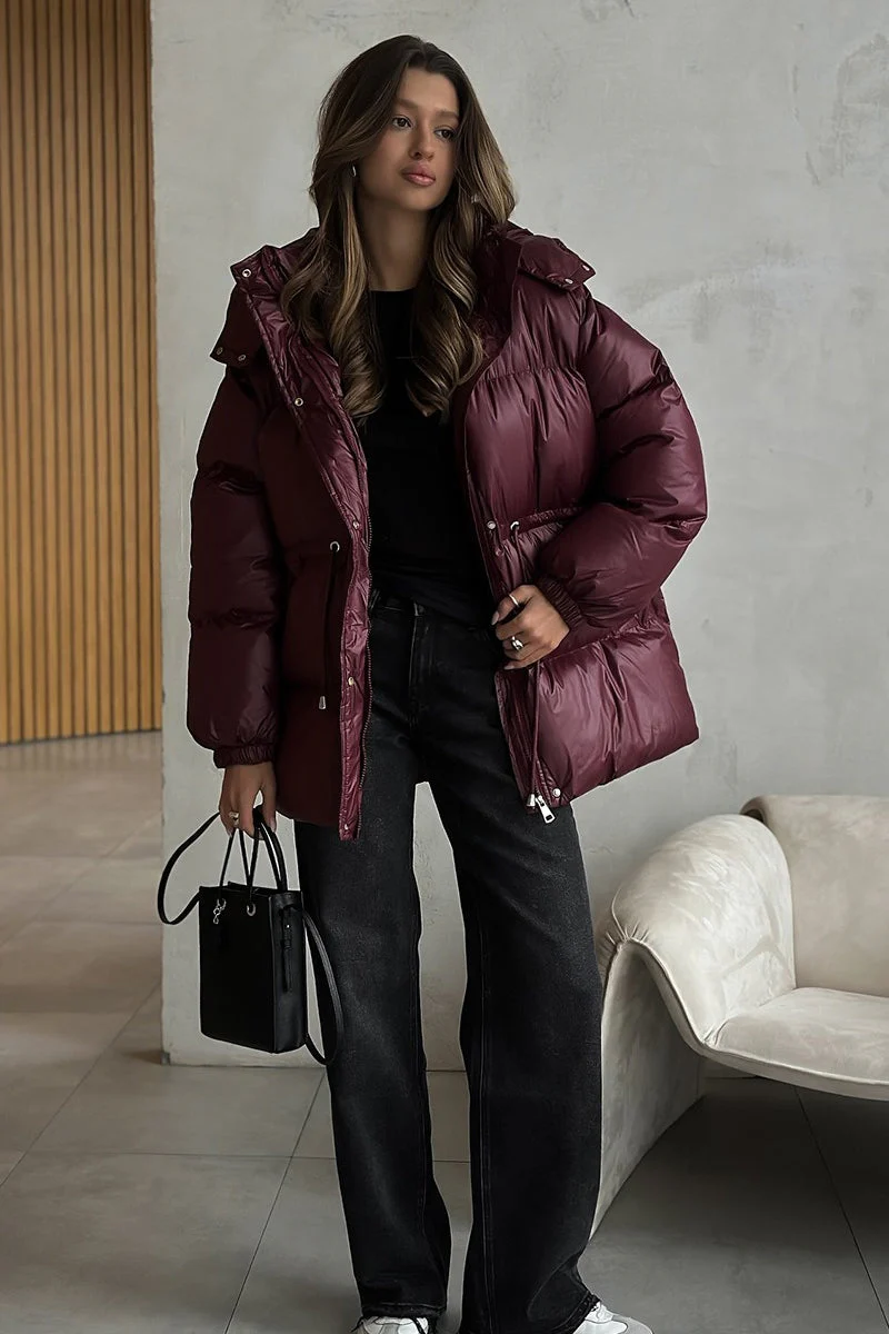 Adjustable Drawstring Hooded Puffer Jacket - Image 9