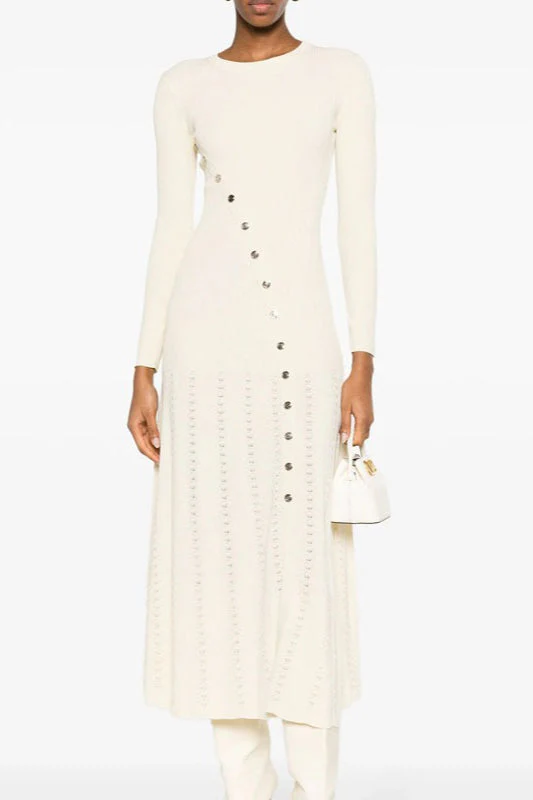 Asymmetrical Button Sweater Dress - Image 2