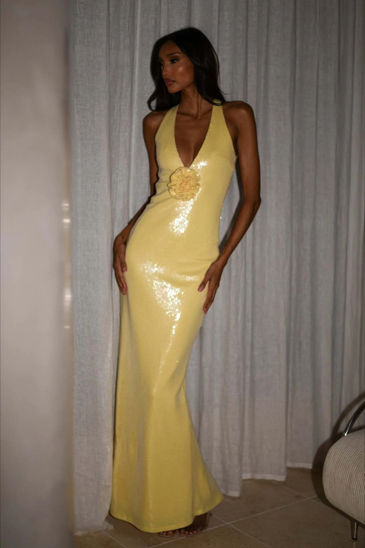 Backless Floral Sequin Maxi Dress - Image 10