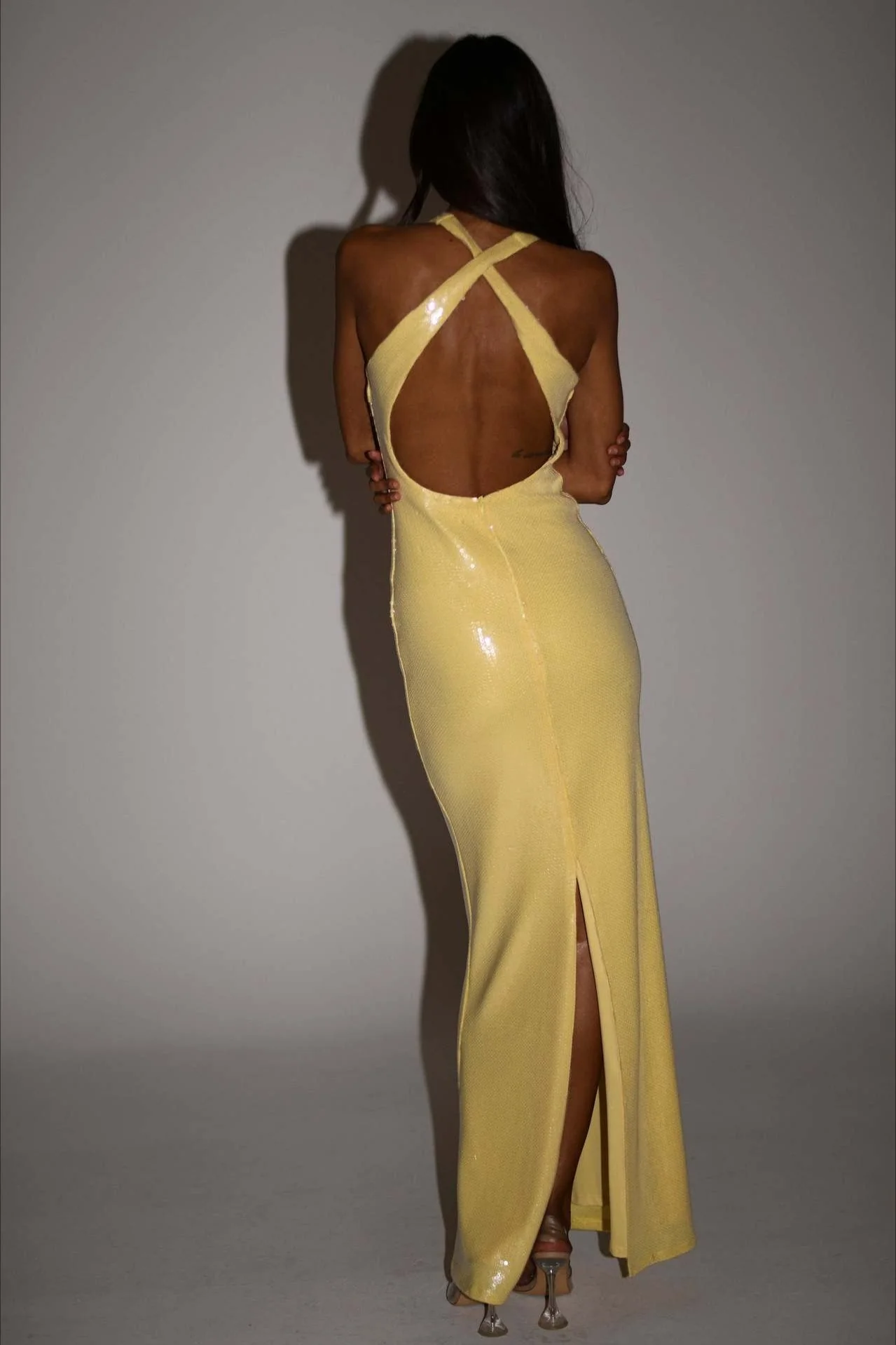 Backless Floral Sequin Maxi Dress - Image 11