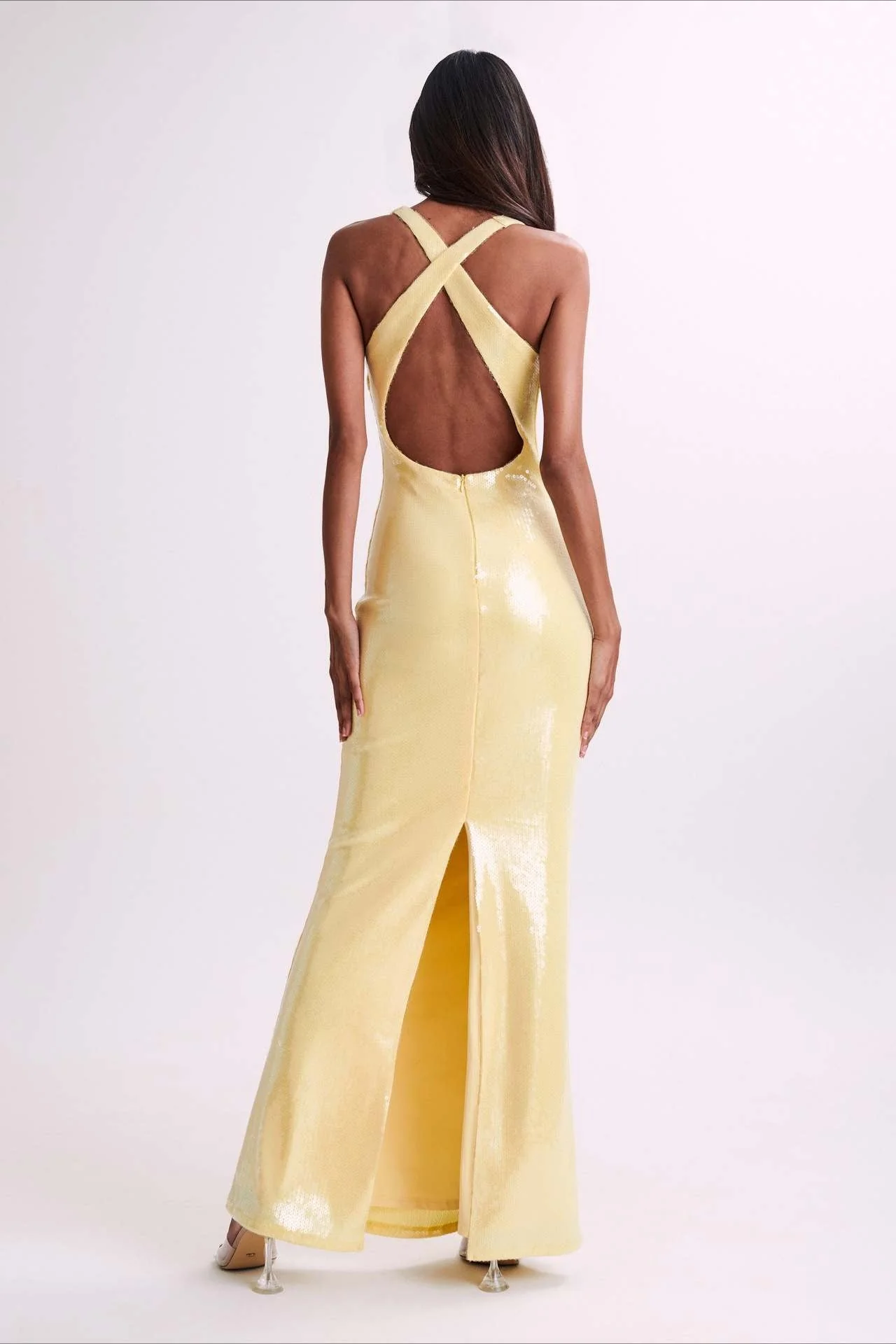 Backless Floral Sequin Maxi Dress - Image 5