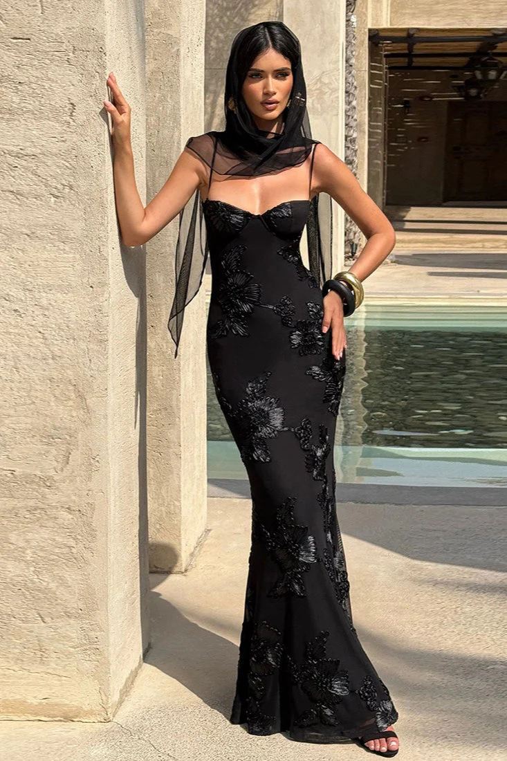 Backless Floral Tie-Up Maxi Dress - Image 4
