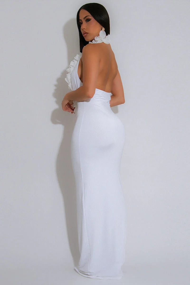 Backless Halter Floral Bodycon Party Dress - Image 2