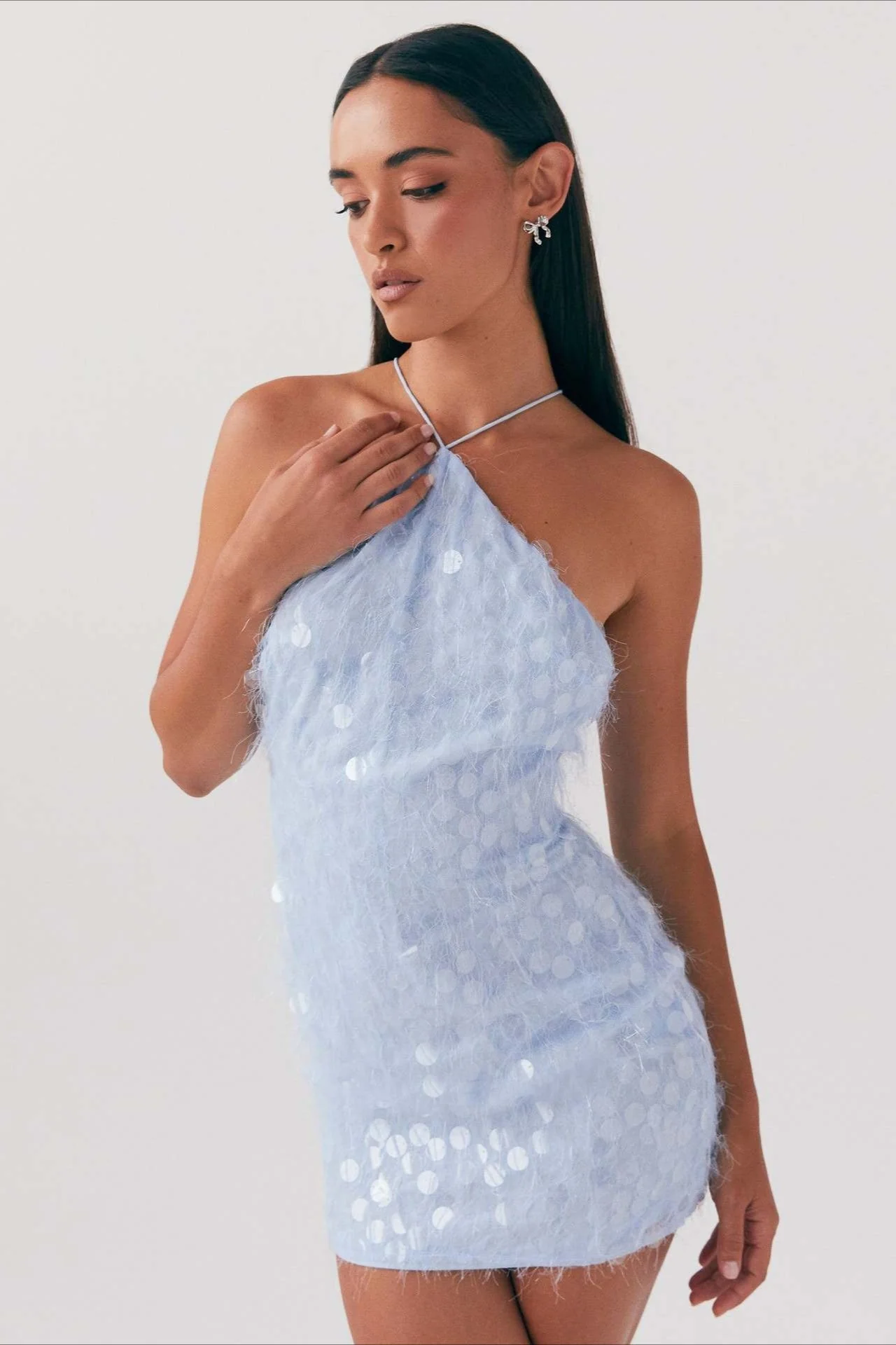 Backless Halter Sequin Lace Up Party Dress - Image 3