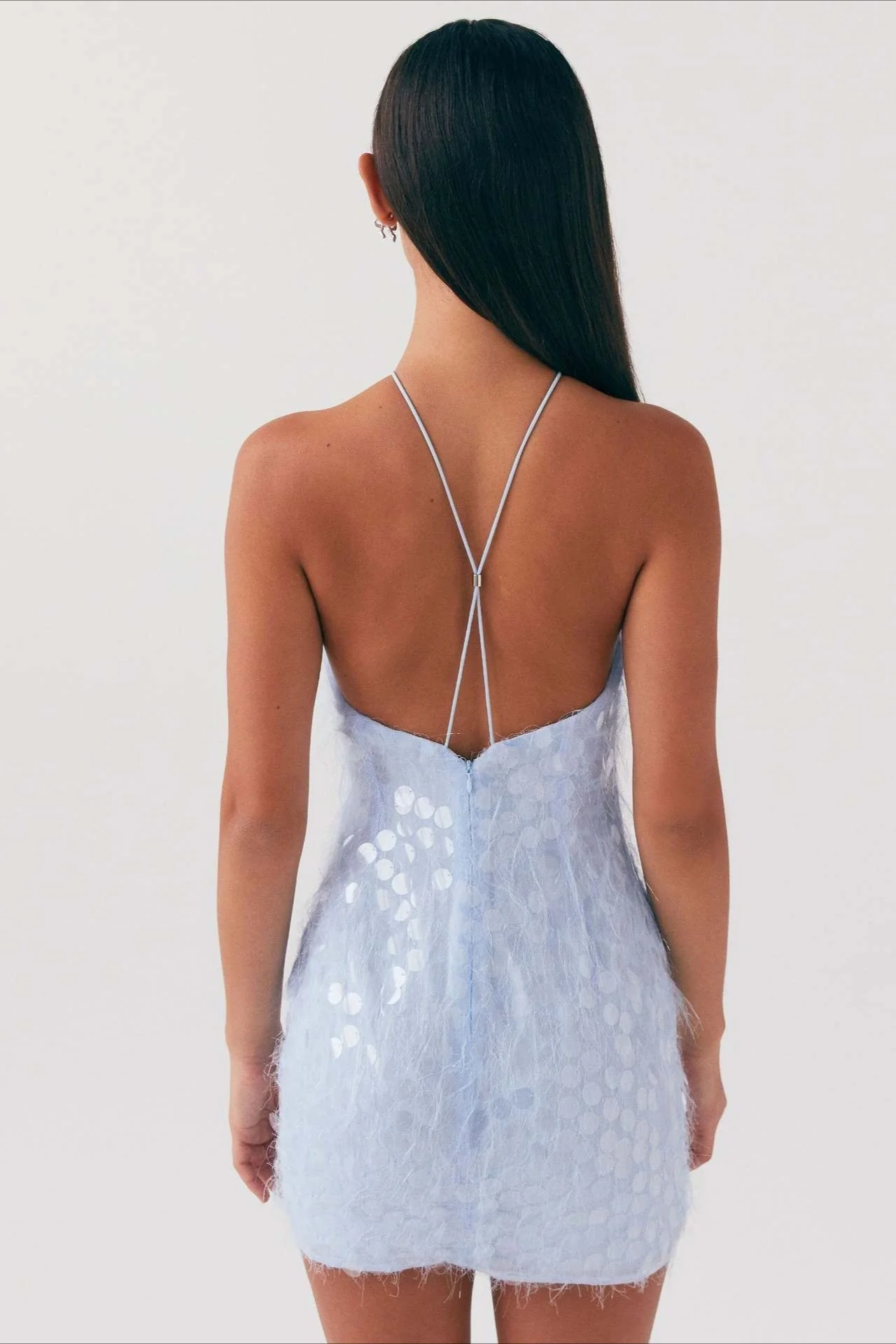Backless Halter Sequin Lace Up Party Dress - Image 5