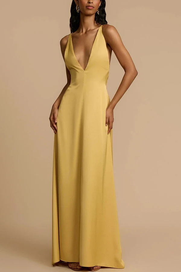 Backless Satin Slip Maxi Dress - Image 5