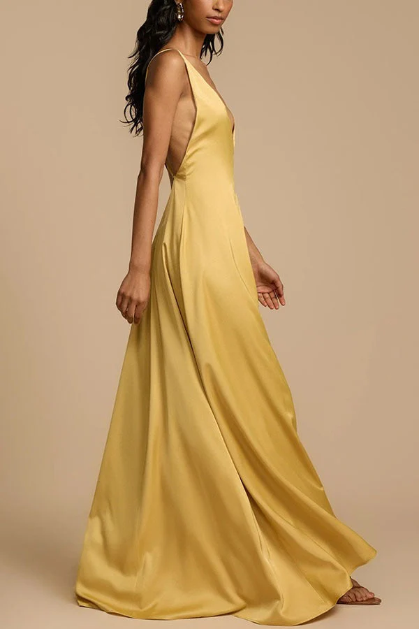 Backless Satin Slip Maxi Dress - Image 6