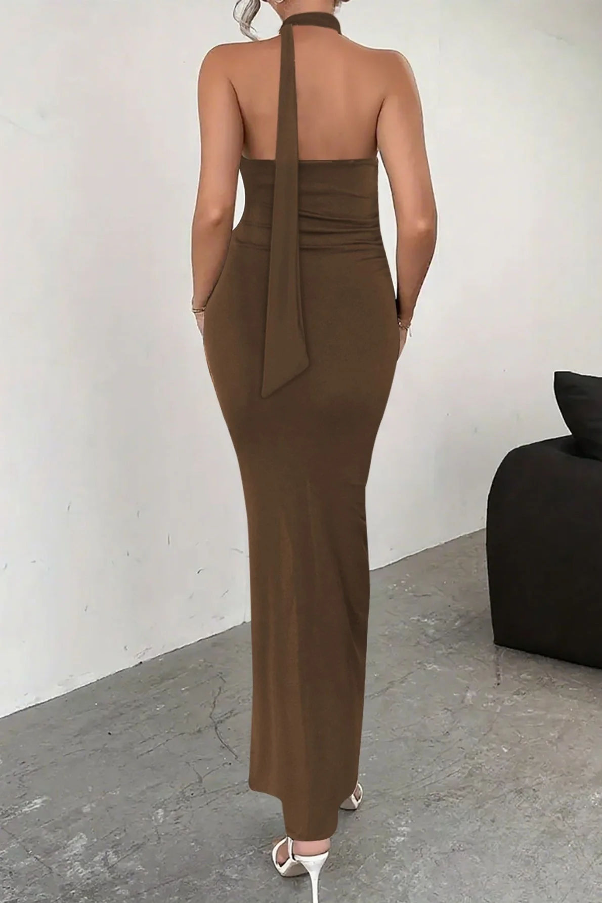 Backless Tie High Slit Party Dress - Image 8