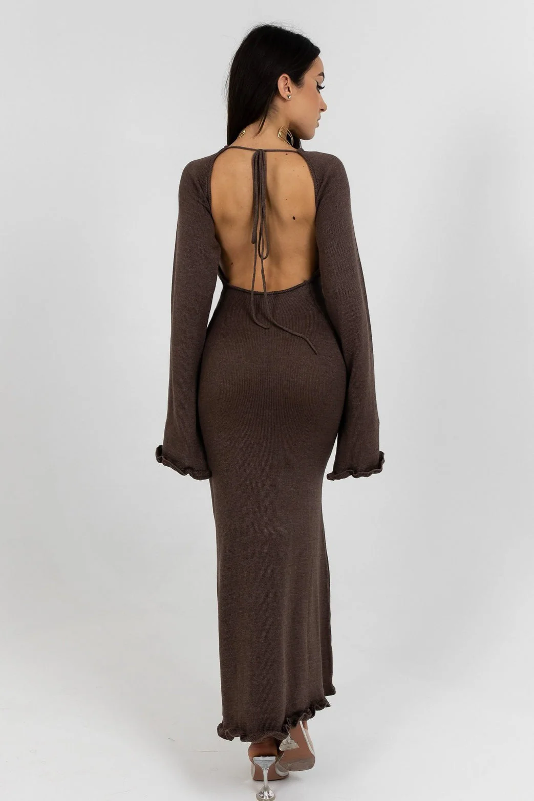 Backless Tie Maxi Sweater Dress - Image 3