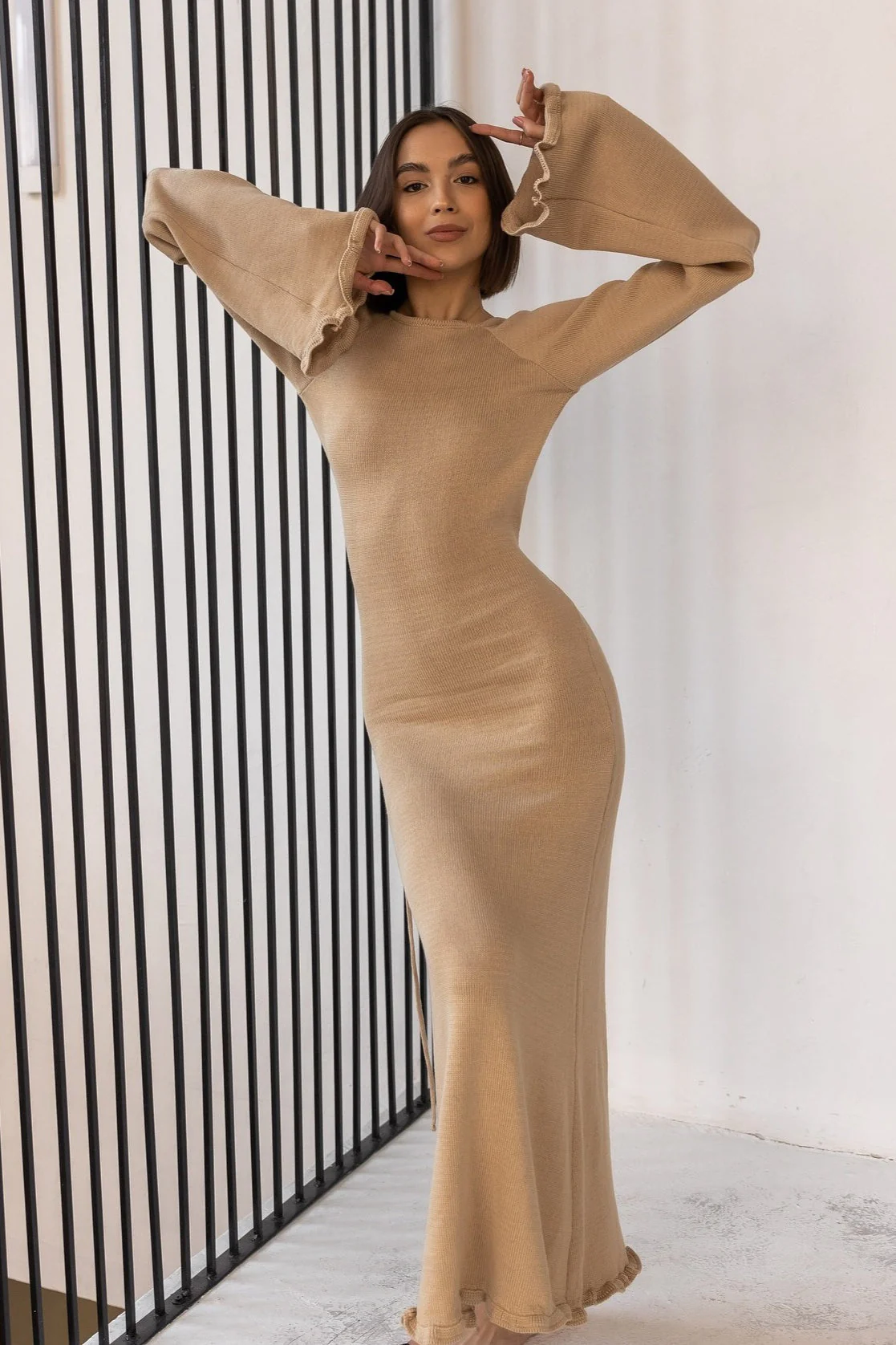 Backless Tie Maxi Sweater Dress - Image 7