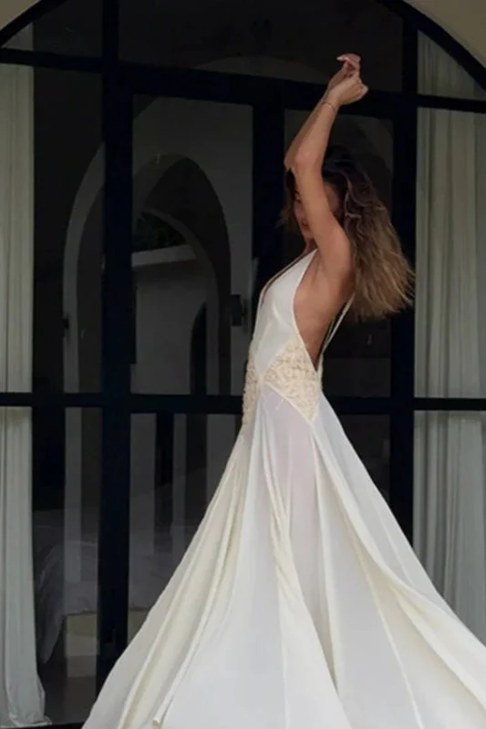 Backless V-Neck Boho Dress - Image 17