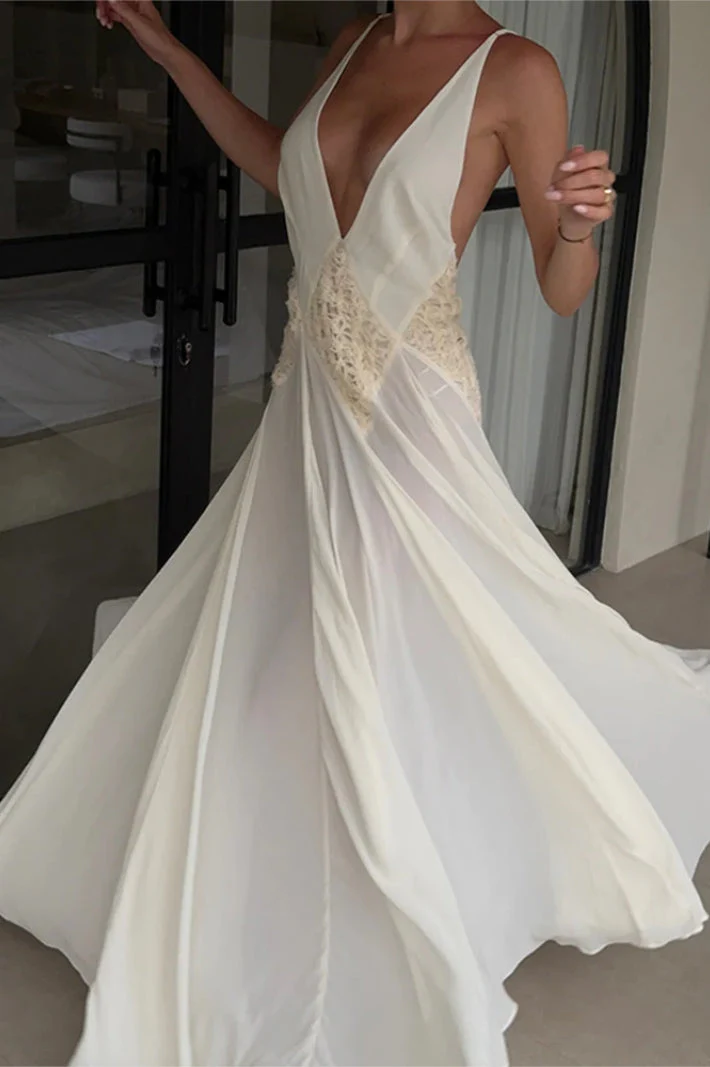 Backless V-Neck Boho Dress - Image 8