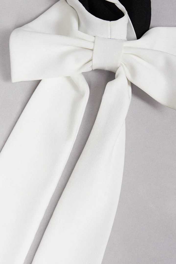 Bandage One-shoulder Color Block Bow Cocktail Dress - Image 12