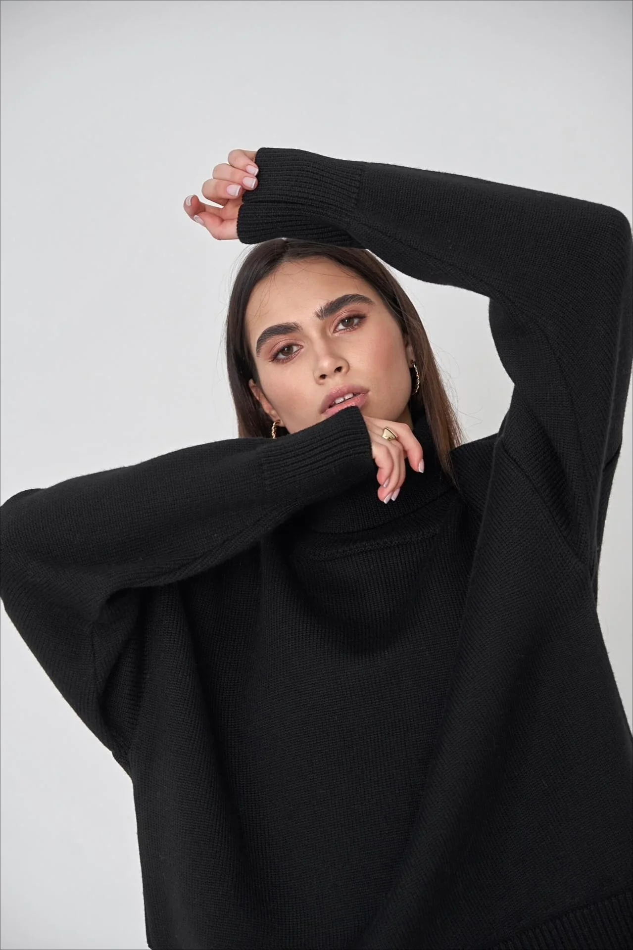 Basic Solid Knit Turtleneck Sweater - Image 37