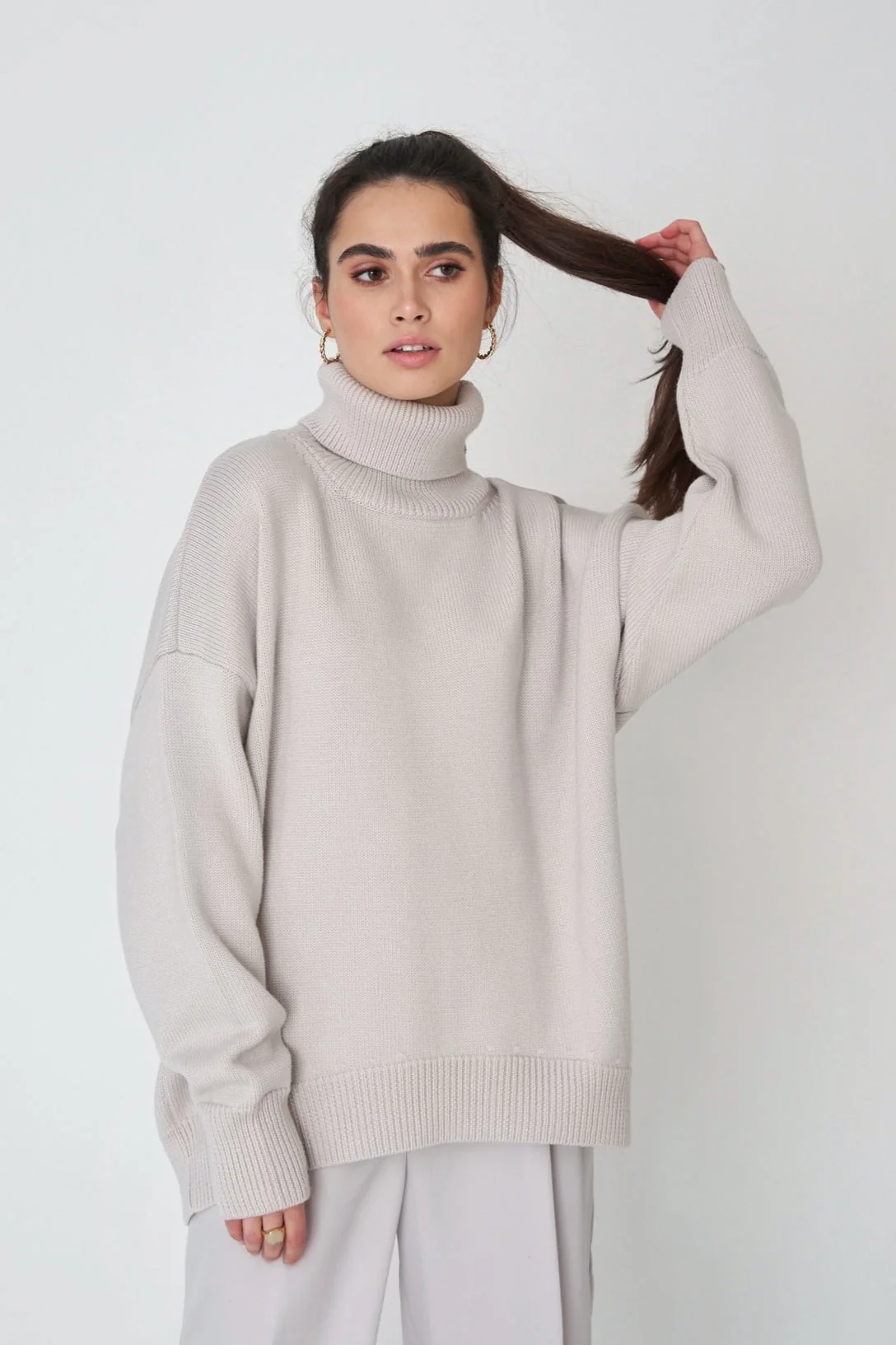 Basic Solid Knit Turtleneck Sweater - Image 43
