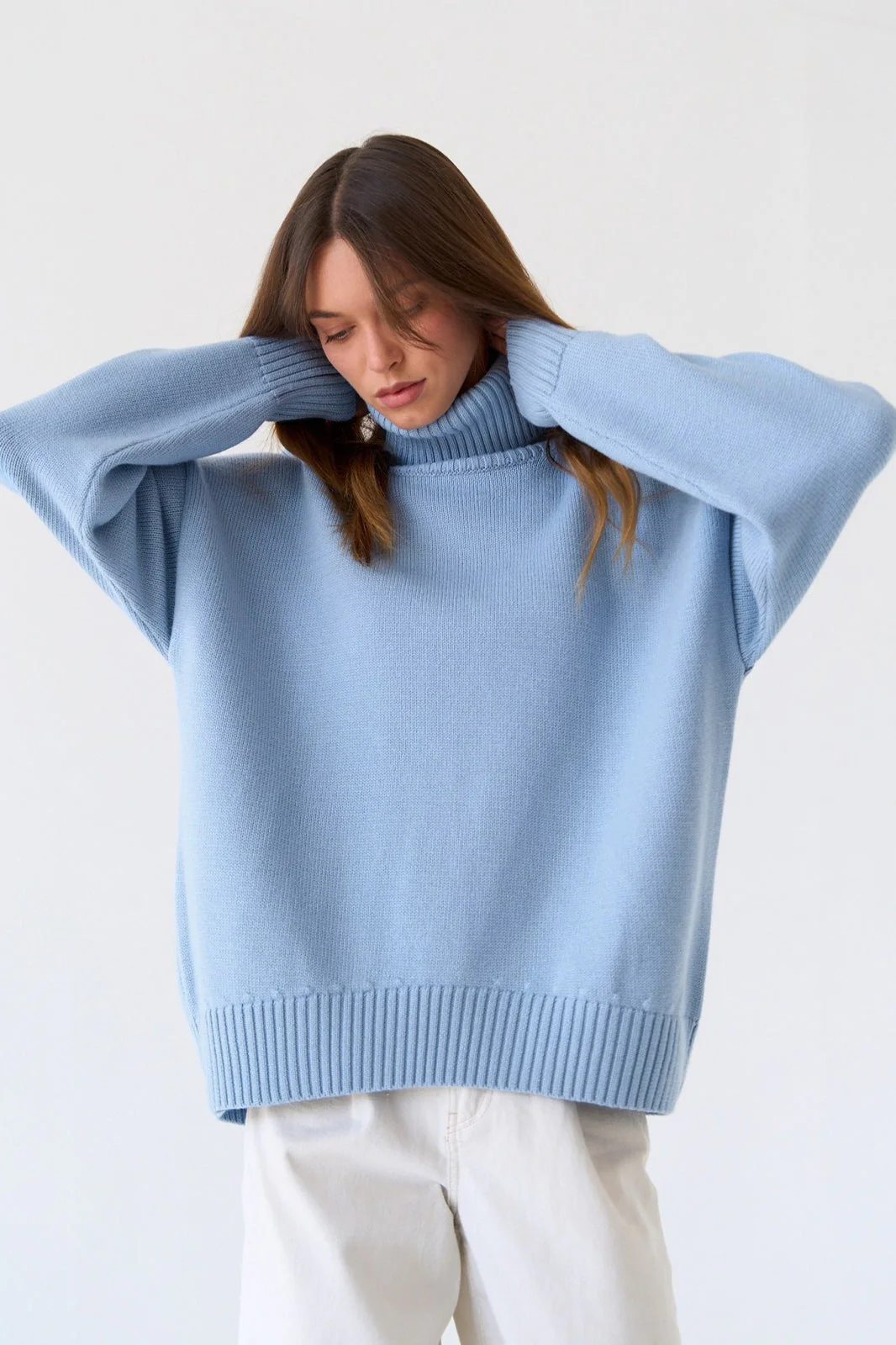 Basic Solid Knit Turtleneck Sweater - Image 46