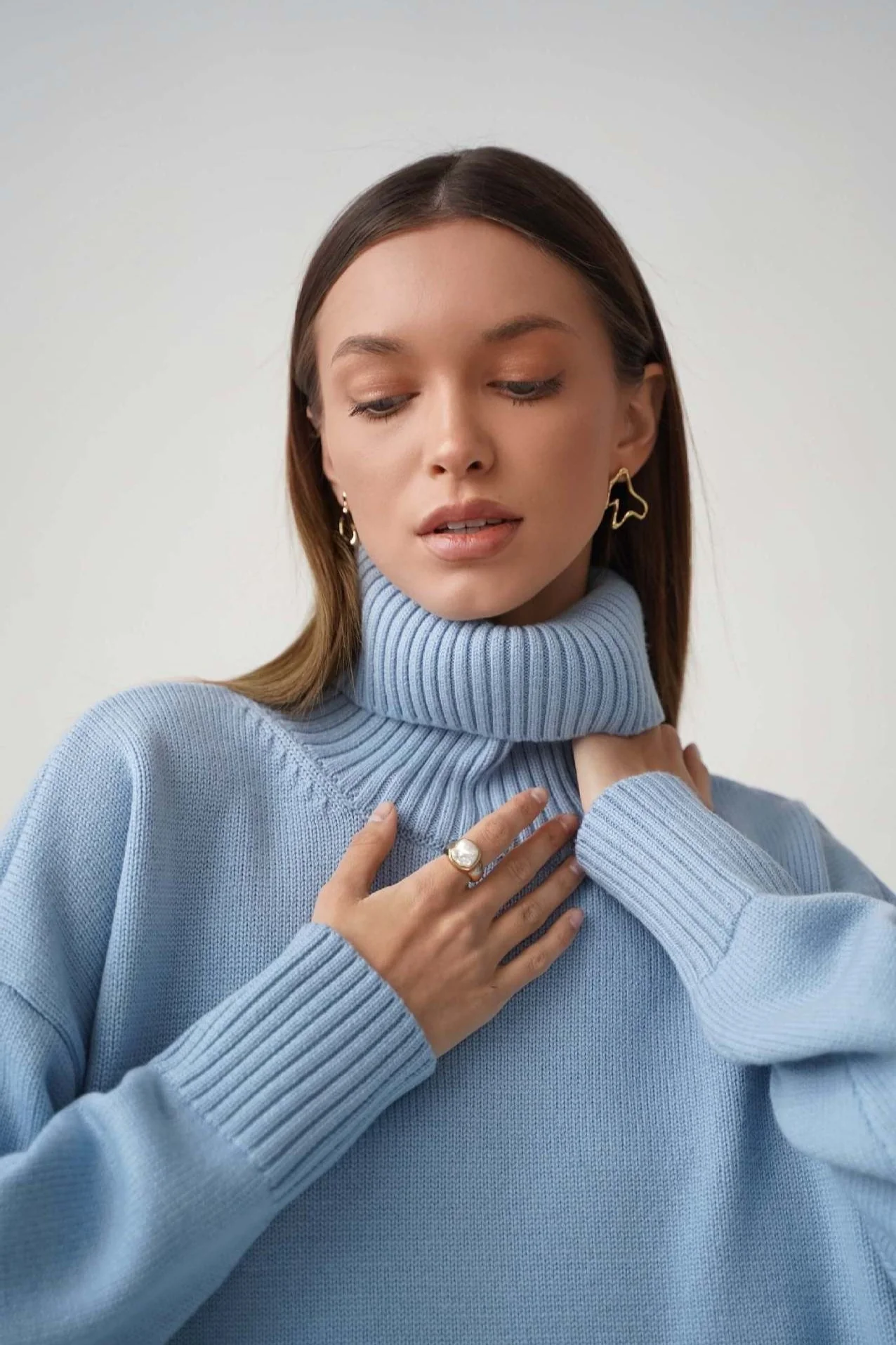 Basic Solid Knit Turtleneck Sweater - Image 49