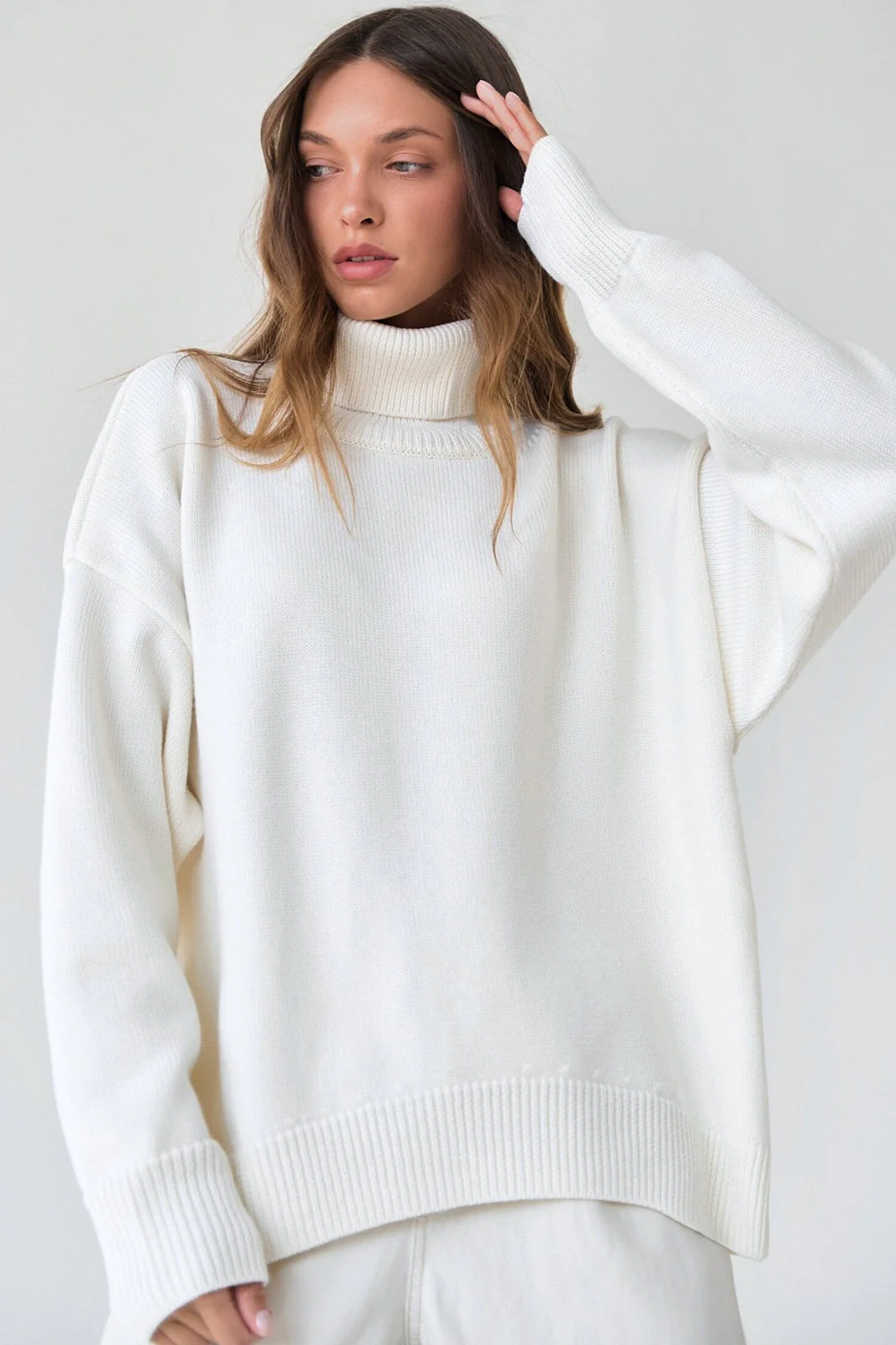 Basic Solid Knit Turtleneck Sweater - Image 51