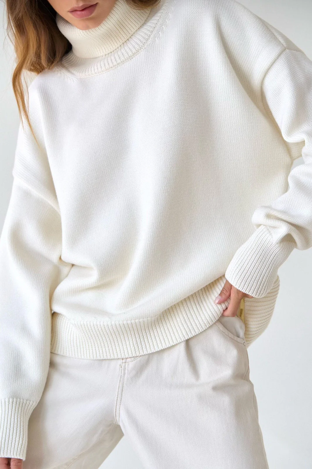 Basic Solid Knit Turtleneck Sweater - Image 54