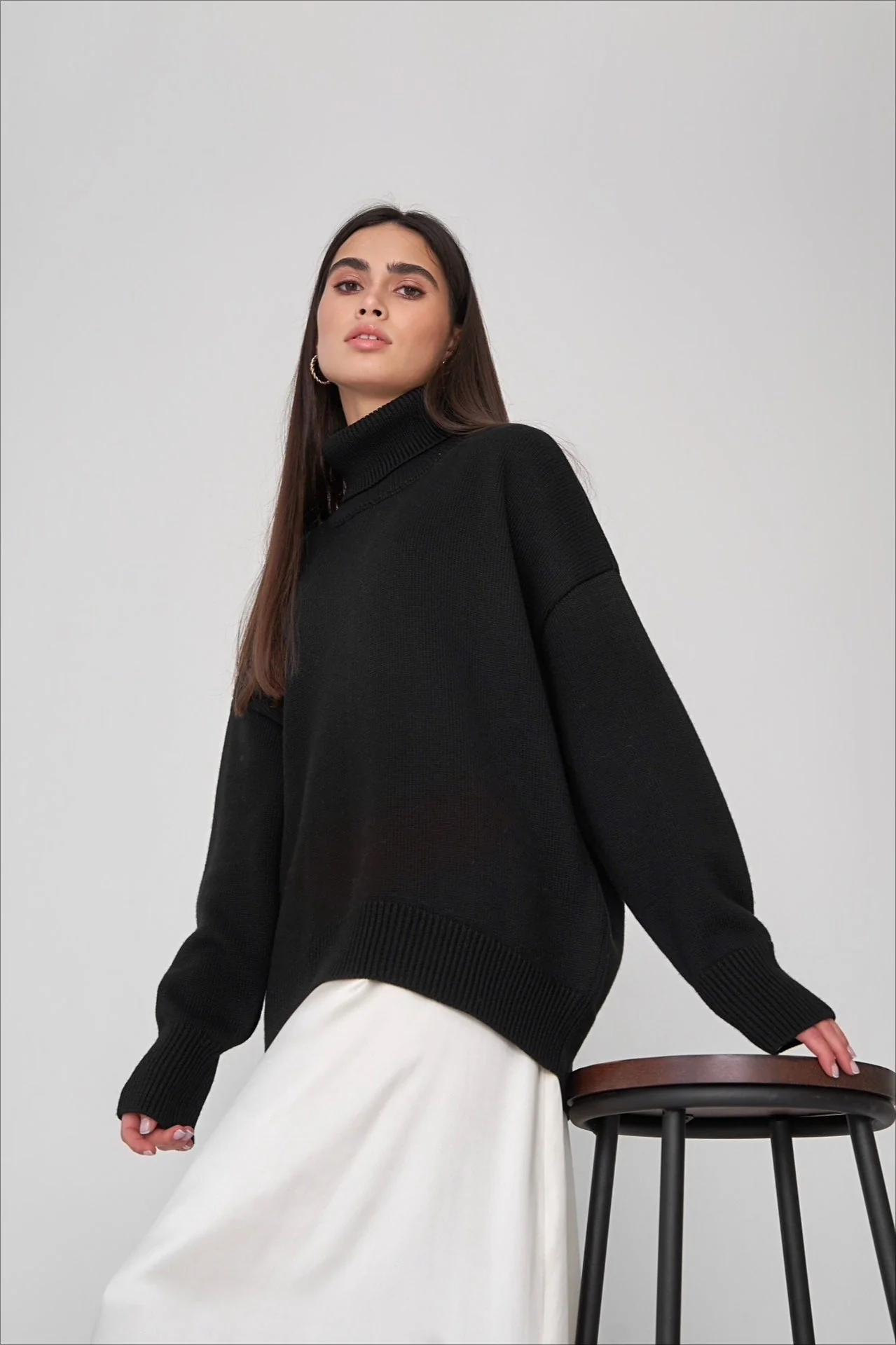 Basic Solid Knit Turtleneck Sweater - Image 66