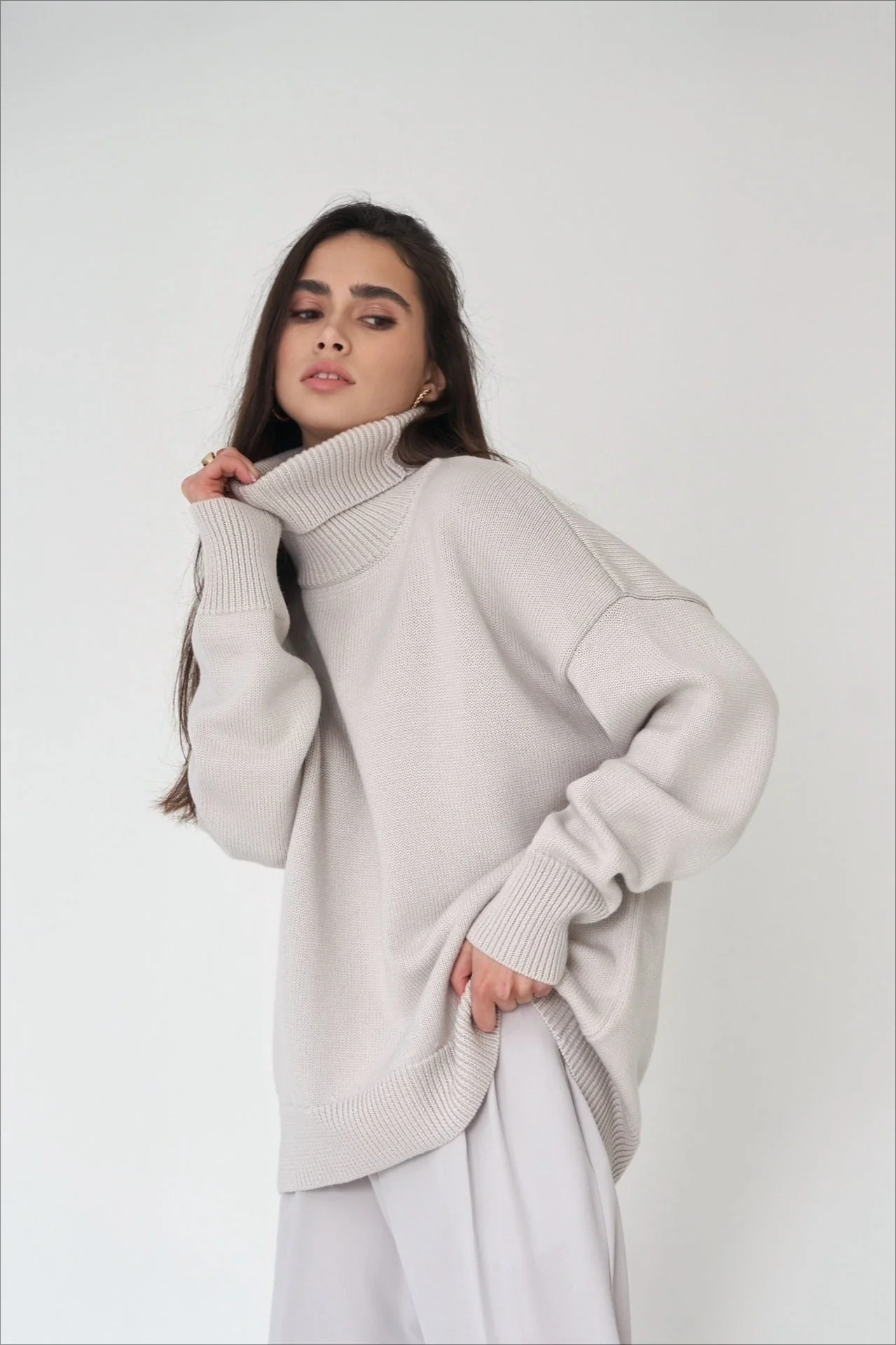 Basic Solid Knit Turtleneck Sweater - Image 73