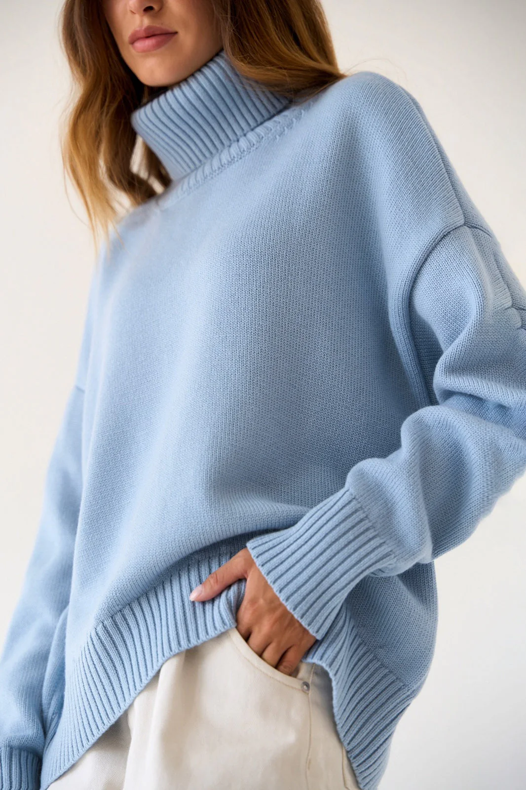 Basic Solid Knit Turtleneck Sweater - Image 74