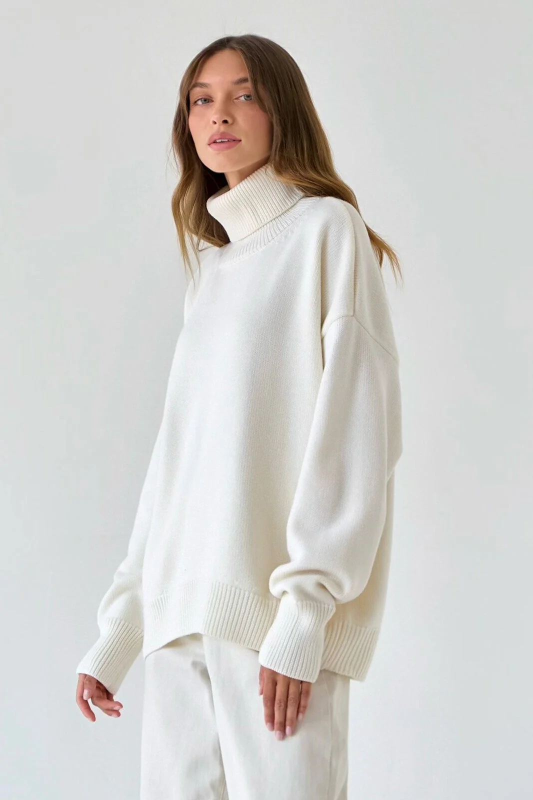 Basic Solid Knit Turtleneck Sweater - Image 80