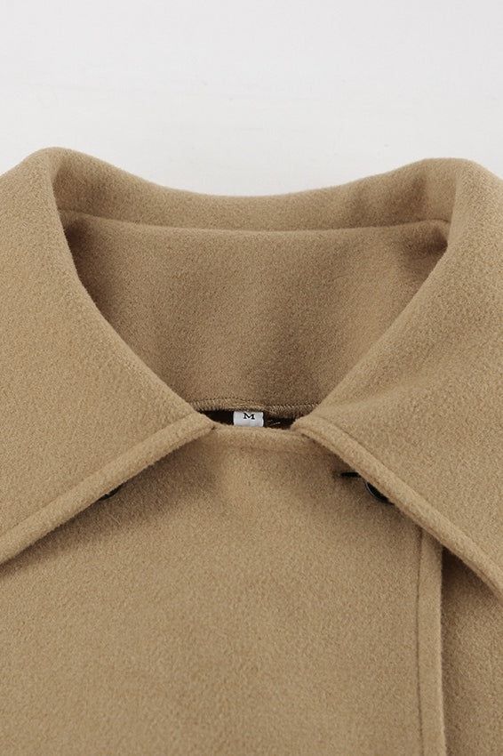 Batwing Sleeve Wool Blend Coat - Image 14