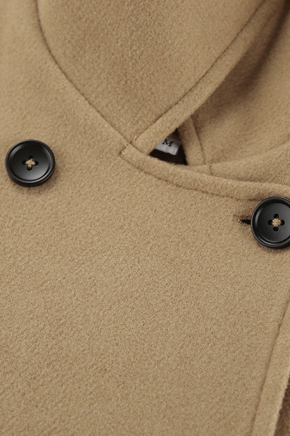 Batwing Sleeve Wool Blend Coat - Image 15