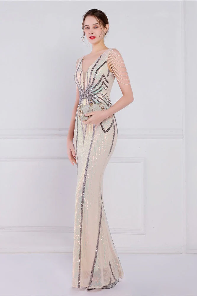 Beaded Floral Sequin Mermaid Party Dress - Image 13