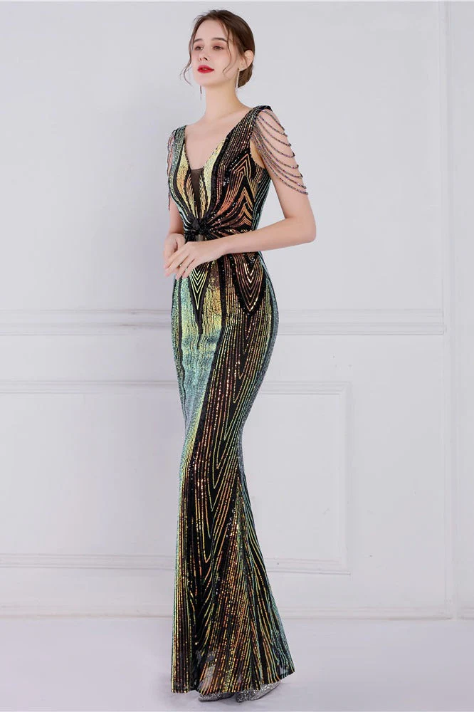 Beaded Floral Sequin Mermaid Party Dress - Image 15