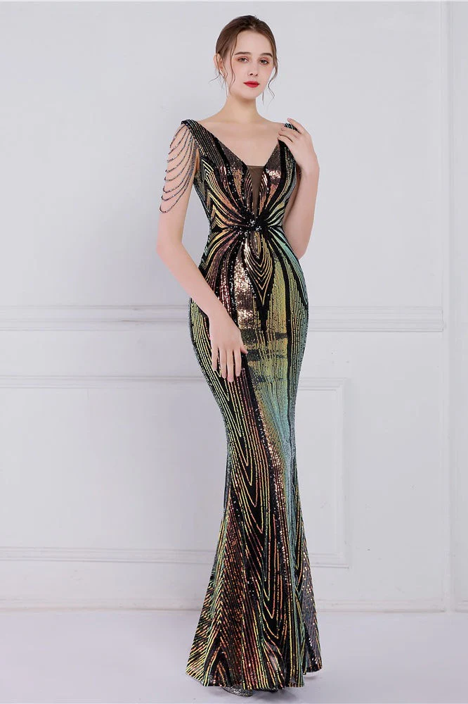 Beaded Floral Sequin Mermaid Party Dress - Image 16