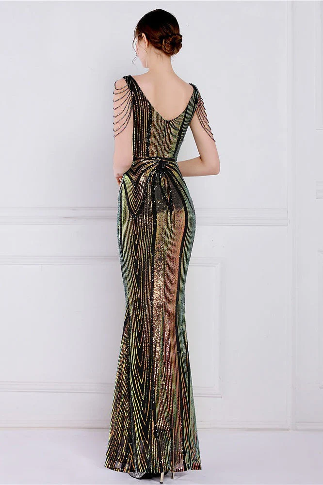 Beaded Floral Sequin Mermaid Party Dress - Image 17
