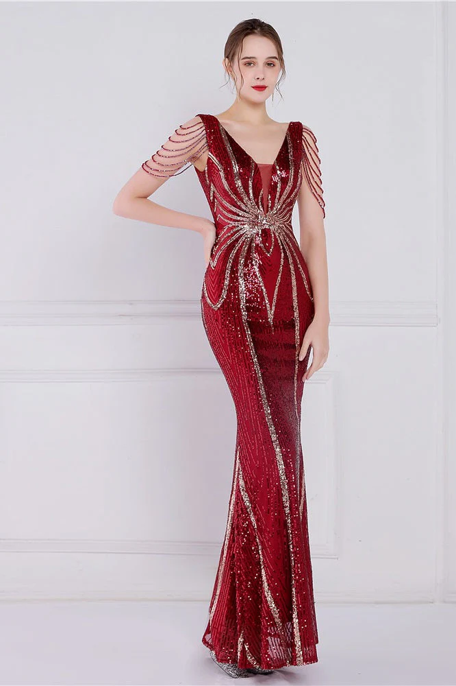Beaded Floral Sequin Mermaid Party Dress - Image 18