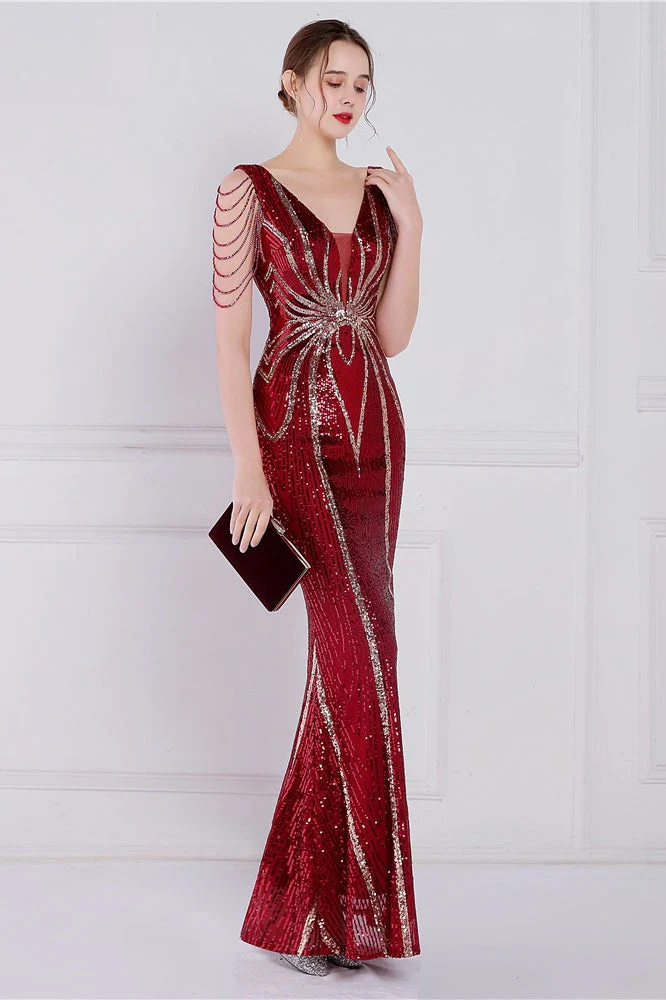 Beaded Floral Sequin Mermaid Party Dress - Image 19
