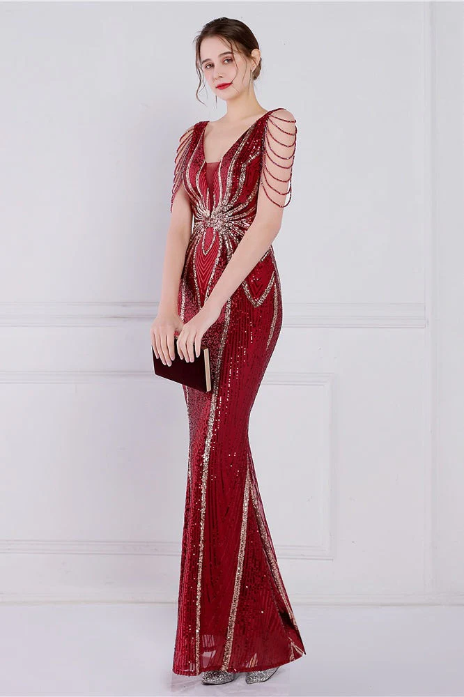 Beaded Floral Sequin Mermaid Party Dress - Image 20