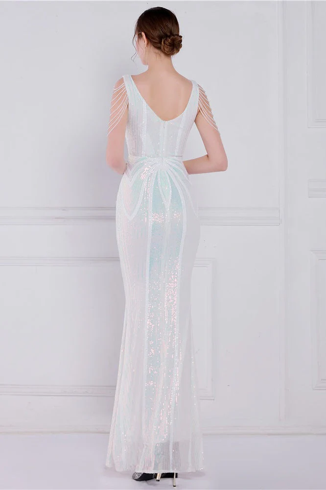 Beaded Floral Sequin Mermaid Party Dress - Image 5