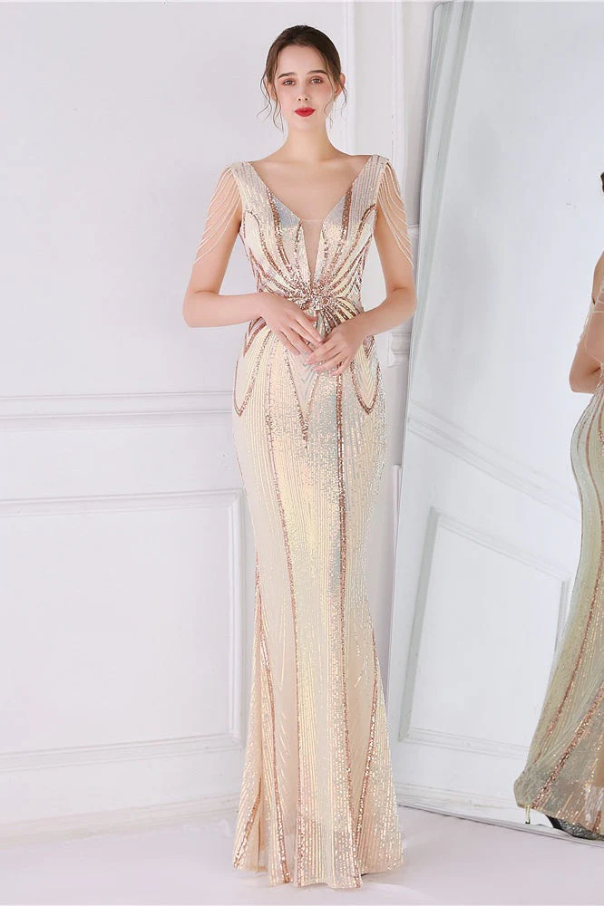 Beaded Floral Sequin Mermaid Party Dress - Image 6