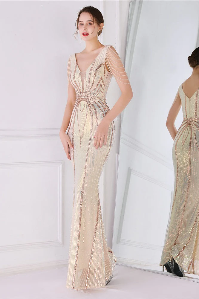 Beaded Floral Sequin Mermaid Party Dress - Image 7