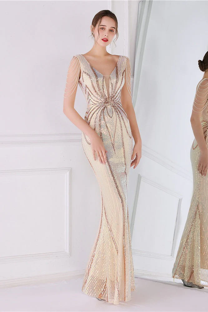 Beaded Floral Sequin Mermaid Party Dress - Image 8