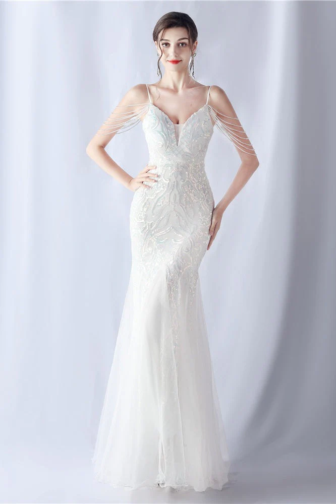 Beaded Mesh Cocktail Maxi Dress - Image 2