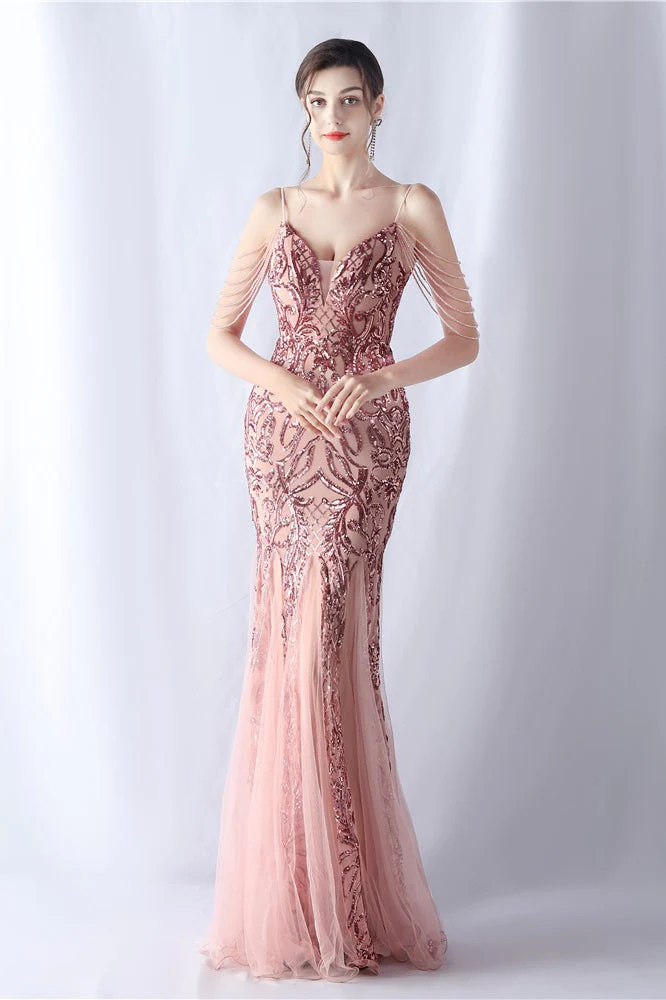 Beaded Mesh Cocktail Maxi Dress - Image 5