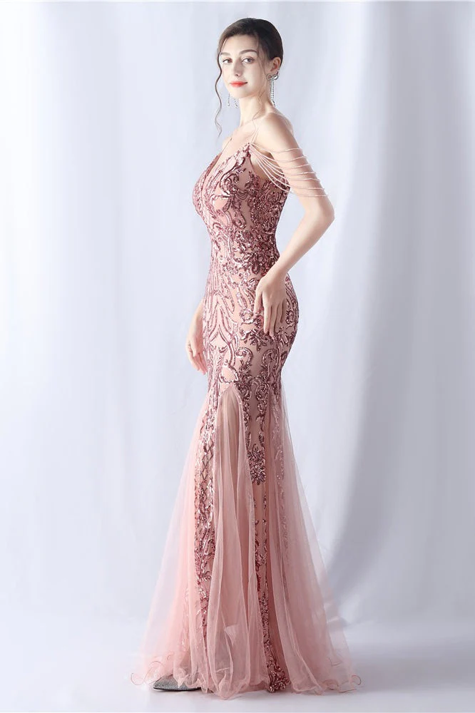 Beaded Mesh Cocktail Maxi Dress - Image 6