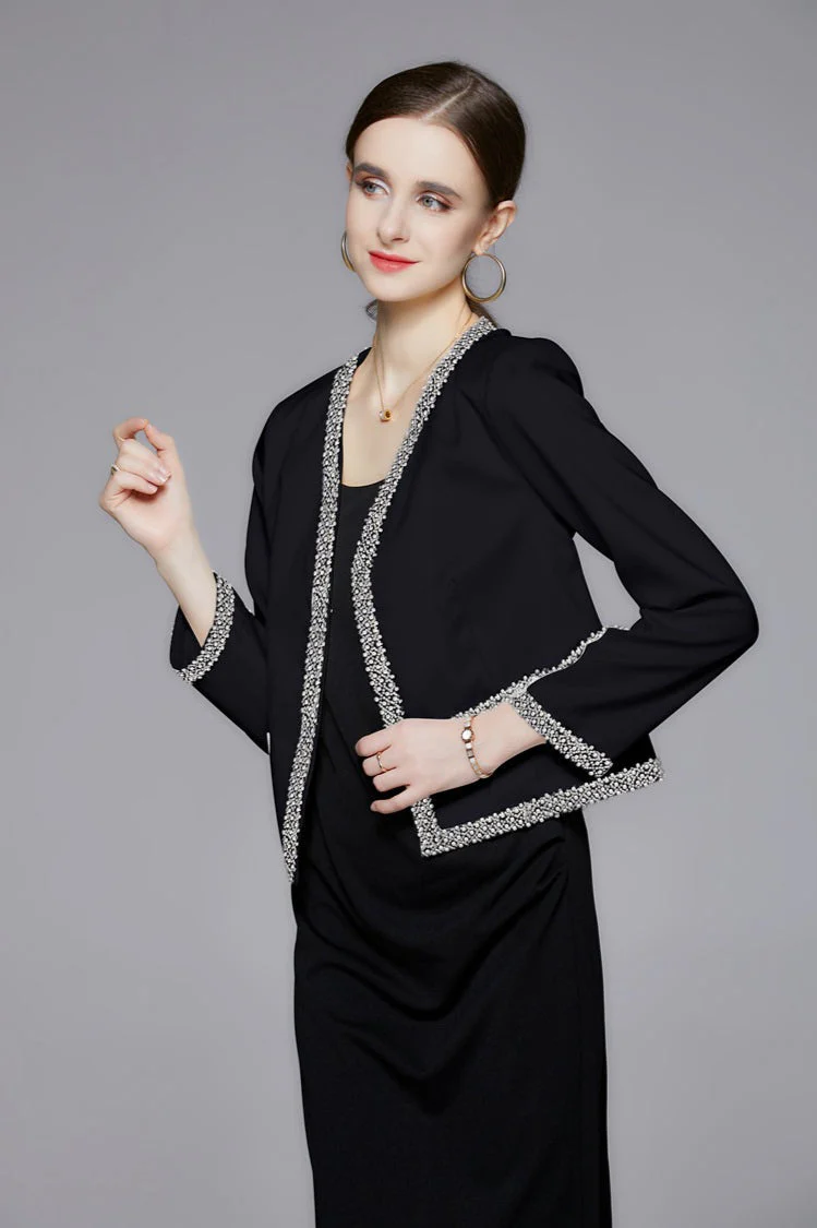 Beaded Open Front Short Coat - Image 3