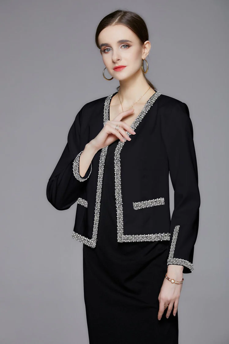 Beaded Open Front Short Coat - Image 4