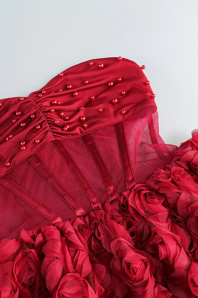 Beaded Strapless Puff Party Dress - Image 9