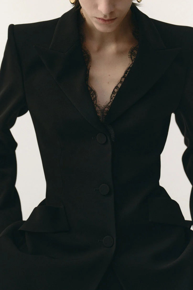 Beige Lace Waist Blazer - Image 10