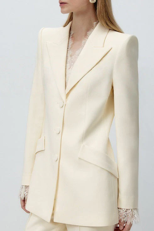 Beige Lace Waist Blazer - Image 5